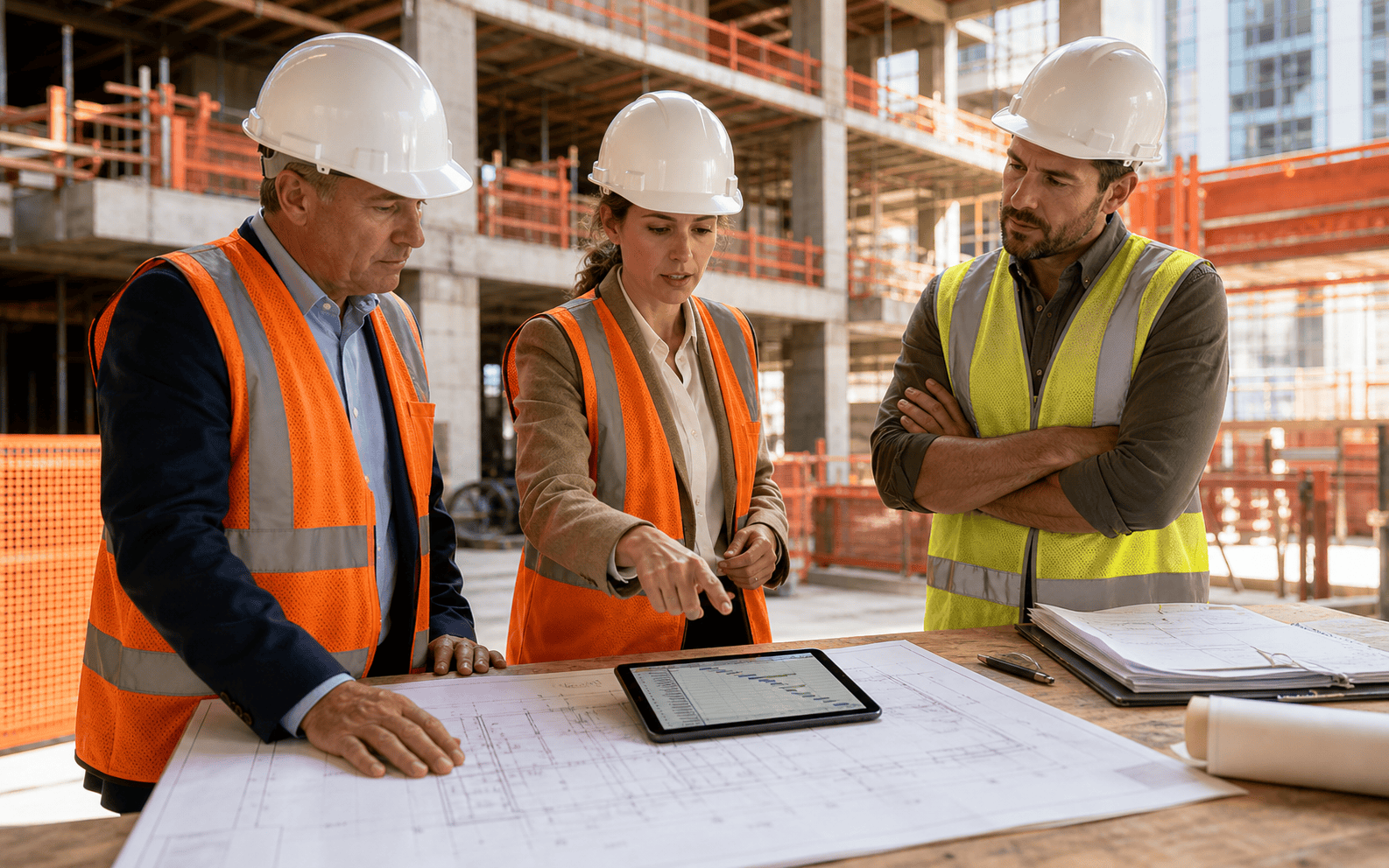 Photorealistic lifestyle image of a business owner reviewing a clear financial dashboard on a laptop, showing sold versus delivered versus invoiced amounts, highlighted overdue invoices, and real-time cash visibility, conveying confidence in data-driven decisions.